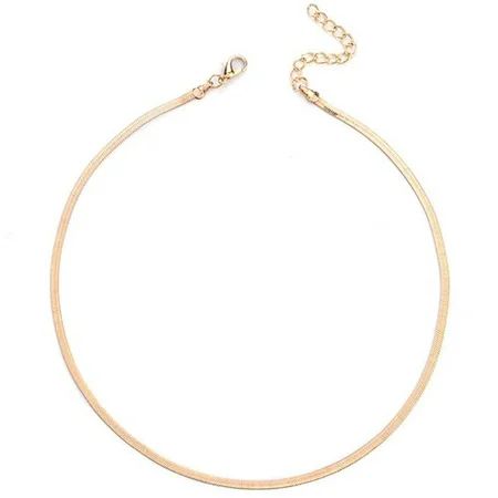 AkoaDa Chic Flat Snake Bone Herringbone Chain Necklace Choker Gold Silver Jewelry Women Jewelry Gift | Walmart (US)