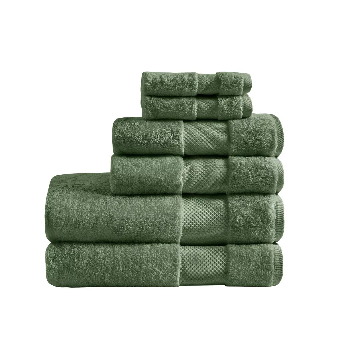 Madison Park 6pc Turkish Cotton Absorbent Ultra Soft Bath Towel Set Green | Target