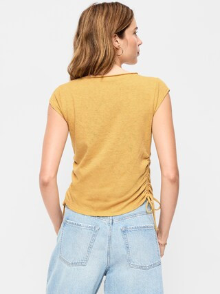 Cap-Sleeve Shirred Side Top | Old Navy (US)