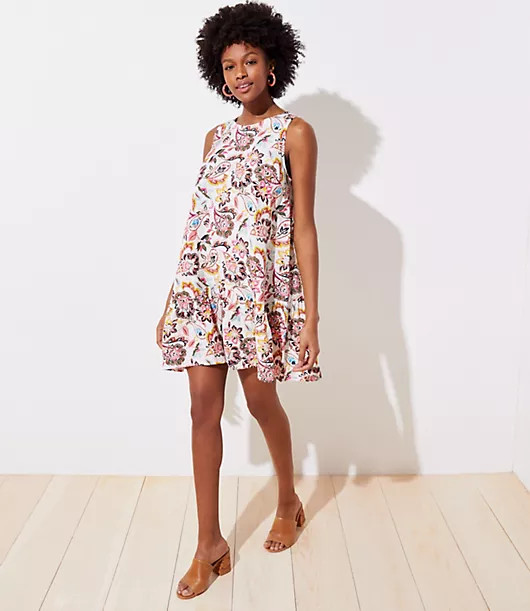 LOFT Paisley Floral Swing Dress | LOFT
