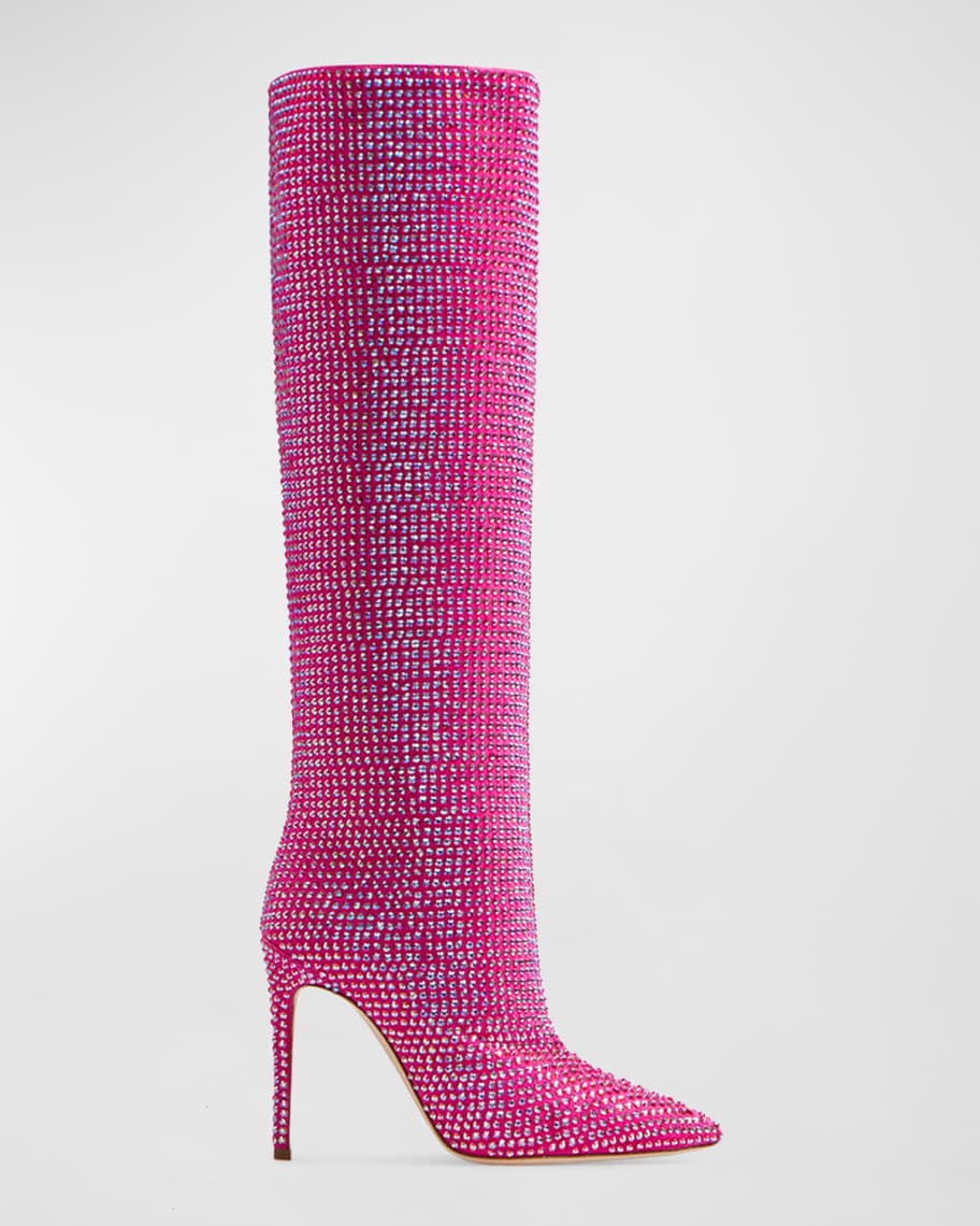 Paris Texas Holly Crystal Tall Stiletto Boots | Neiman Marcus