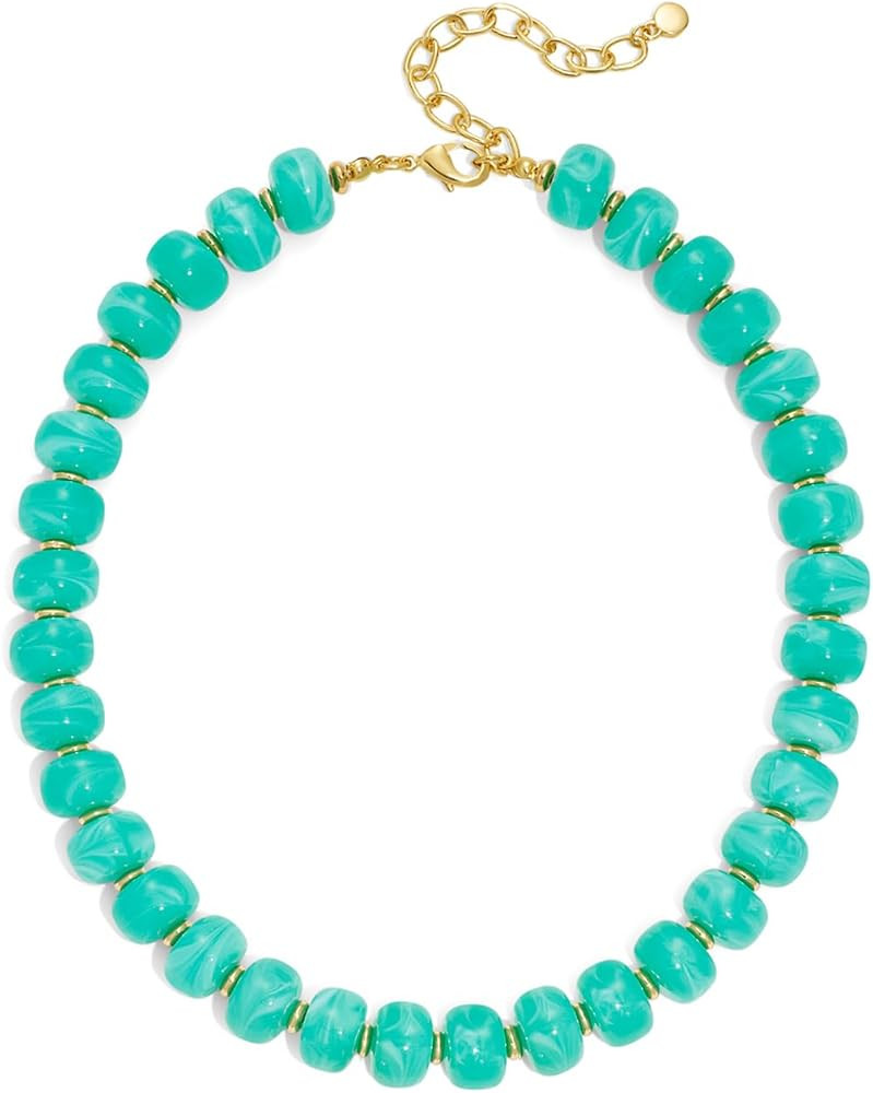 Beaded Necklace for Women Boho Bead Gemstone Chunky Necklace Big Bead Necklace Fashion Trendy Sum... | Amazon (US)