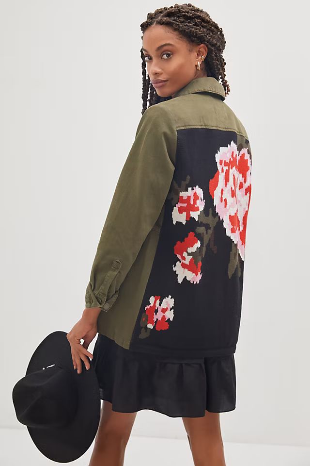 Floral Contrast Denim Jacket | Anthropologie (UK)