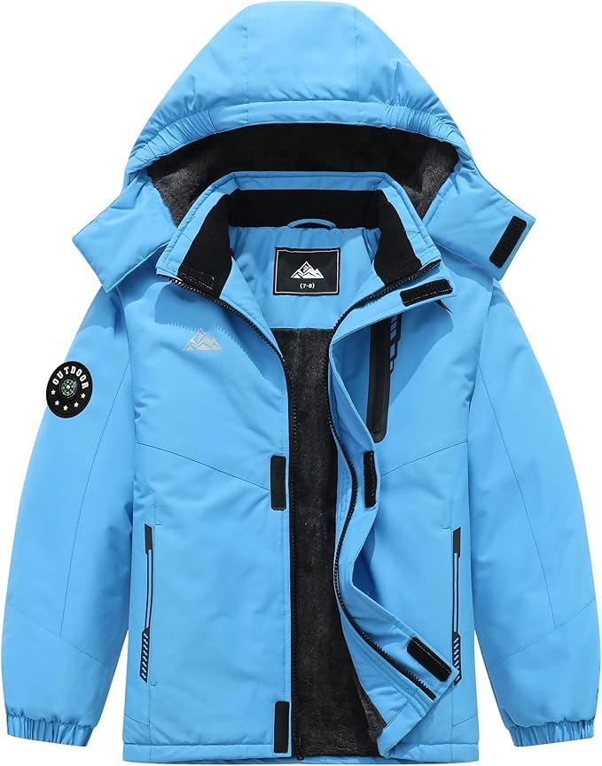 Boys Waterproof Ski Jacket Kids Winter Coat| Windproof Snow Coat With Thickened Fleece Lining Hoo... | Amazon (US)