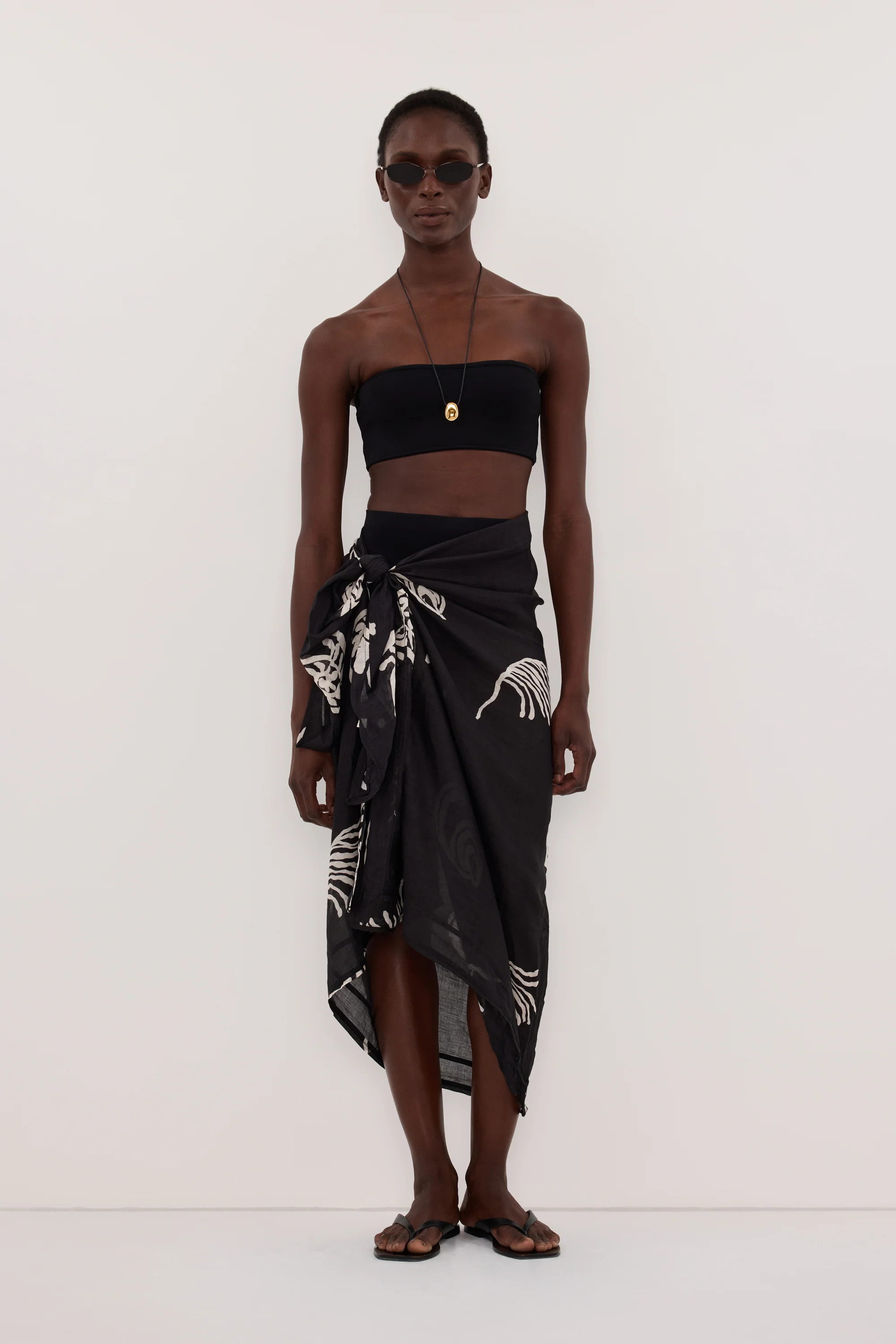 POSITANO BLACK RAMIE SARONG | DISSH