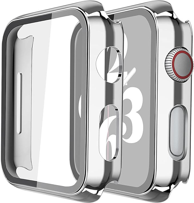 Misxi 2 Pack Hard PC Case with Tempered Glass Screen Protector Compatible with Apple Watch Series... | Amazon (US)