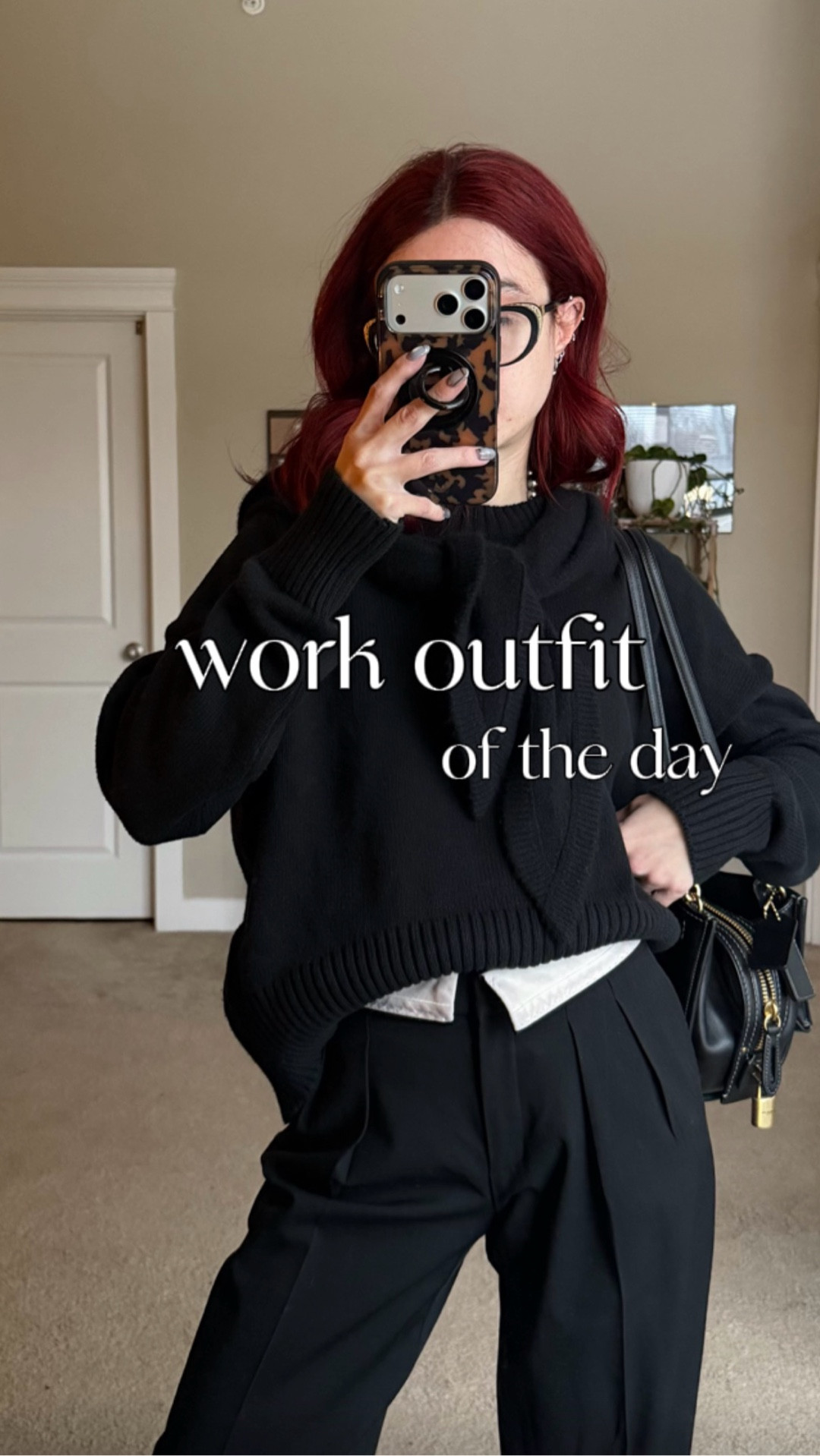 quince cotton sweater - XS TTS
bureau pants - 0 TTS
cashmere scarf - medium triangle
coach rogue 34

all black style, all black office outfit, work style, aritzia style, aritzia outfits, corporate goth, alternative style, corporate style, all black outfit inspo, winter work outfit

#LTKSeasonal #LTKootd #LTKWorkwear