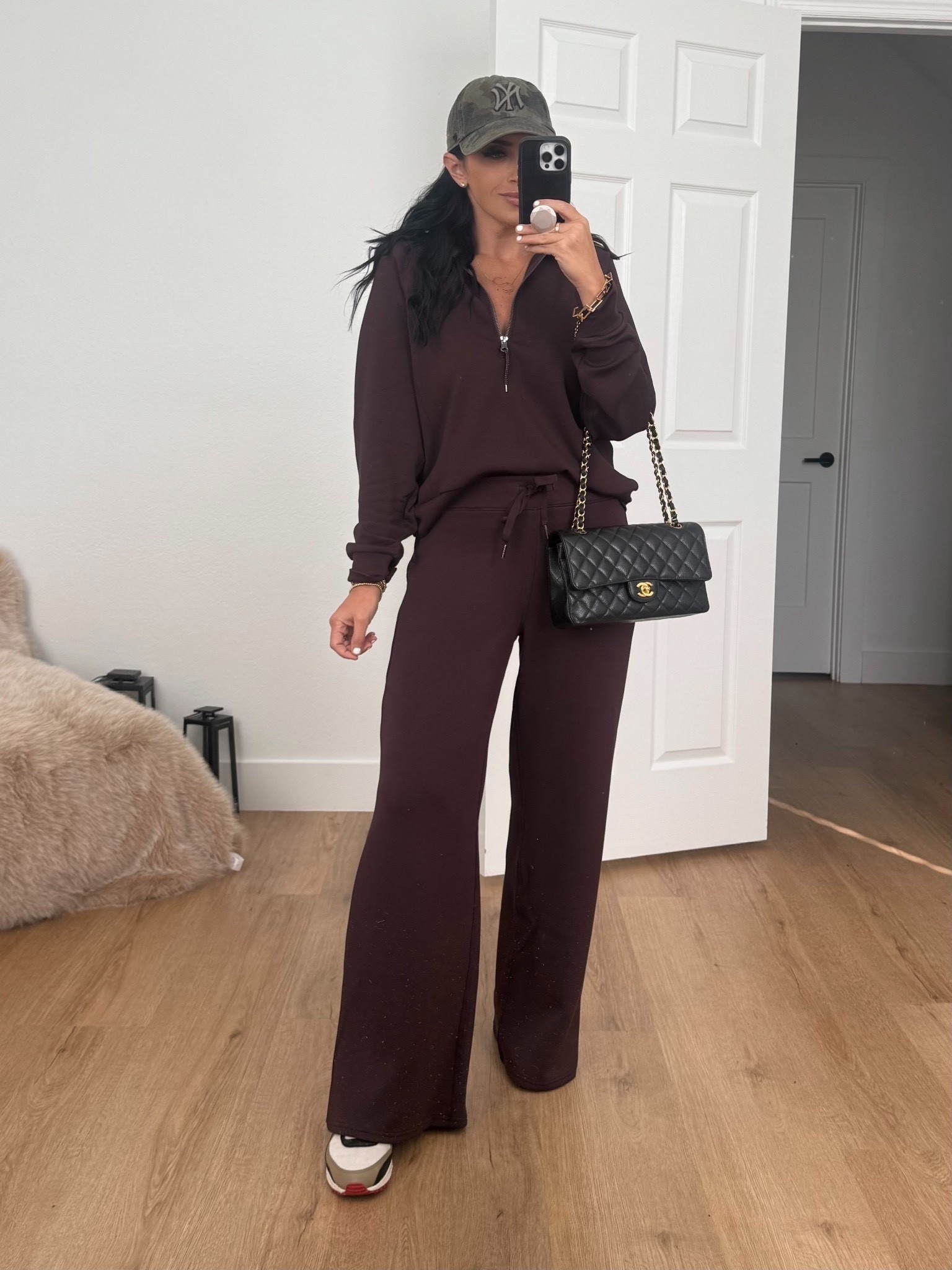 Spanx Black Friday Sale! Now 30% off Spanx AirEssentials Half Zip wearing size medium. Spnx AirEssentials Wide Leg Pant wearing size medium. 