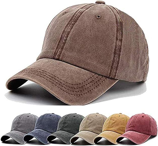 Aedvoouer Men Women Baseball Cap Vintage Cotton Washed Distressed Hats Twill Plain Adjustable Dad... | Amazon (US)