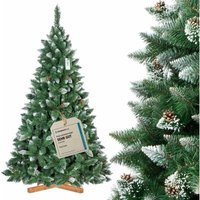 Fairytrees - Weihnachtsbaum künstlich 220cm Kiefer mit Christbaum Holzständer Tannenbaum künstlich mit Natur-Weiss beschneit Made in eu | ManoMano DE