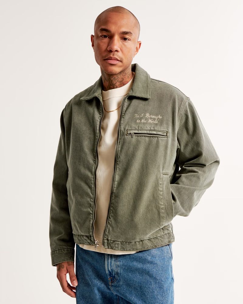 Cropped Zip Workwear Jacket | Abercrombie & Fitch (US)