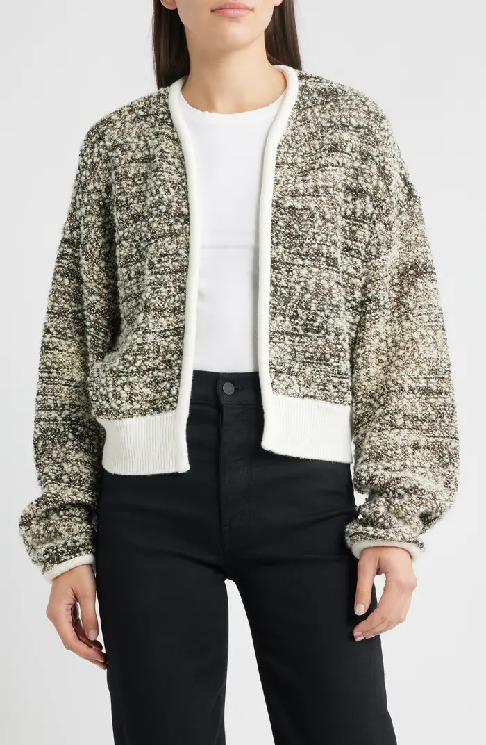 BOSS Flelani Metallic Virgin Wool Blend Open Front Cardigan | Nordstrom | Nordstrom