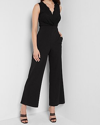 Lace Faux Wrap Bodice Jumpsuit | Express