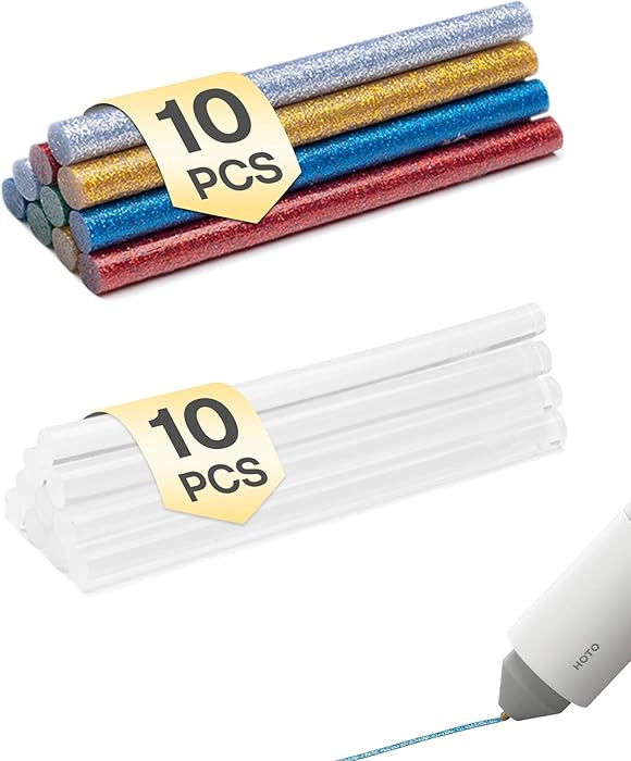 HOTO Palitos de pegamento caliente, 20 barras de pegamento caliente con purpurina, palos de pisto... | Amazon (US)