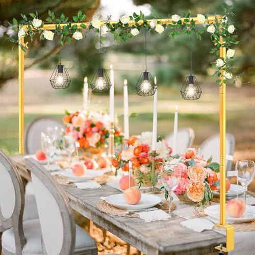 Over The Table Rod Stand with Clamps Adjustable 46"-100'' Length 29"-55" Height Gold Table Balloon Arch Stand with Storage Bag, Metal Decorating Rod Hanging | Amazon (US)