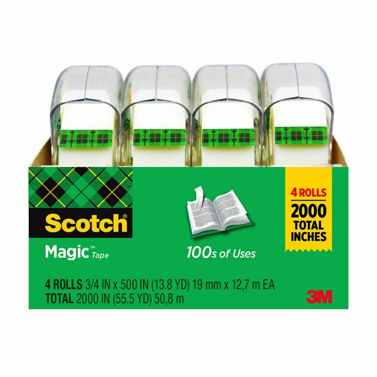 Scotch Magic Tape, 3/4 in. x 500 in., 4 Rolls - Walmart.com | Walmart (US)