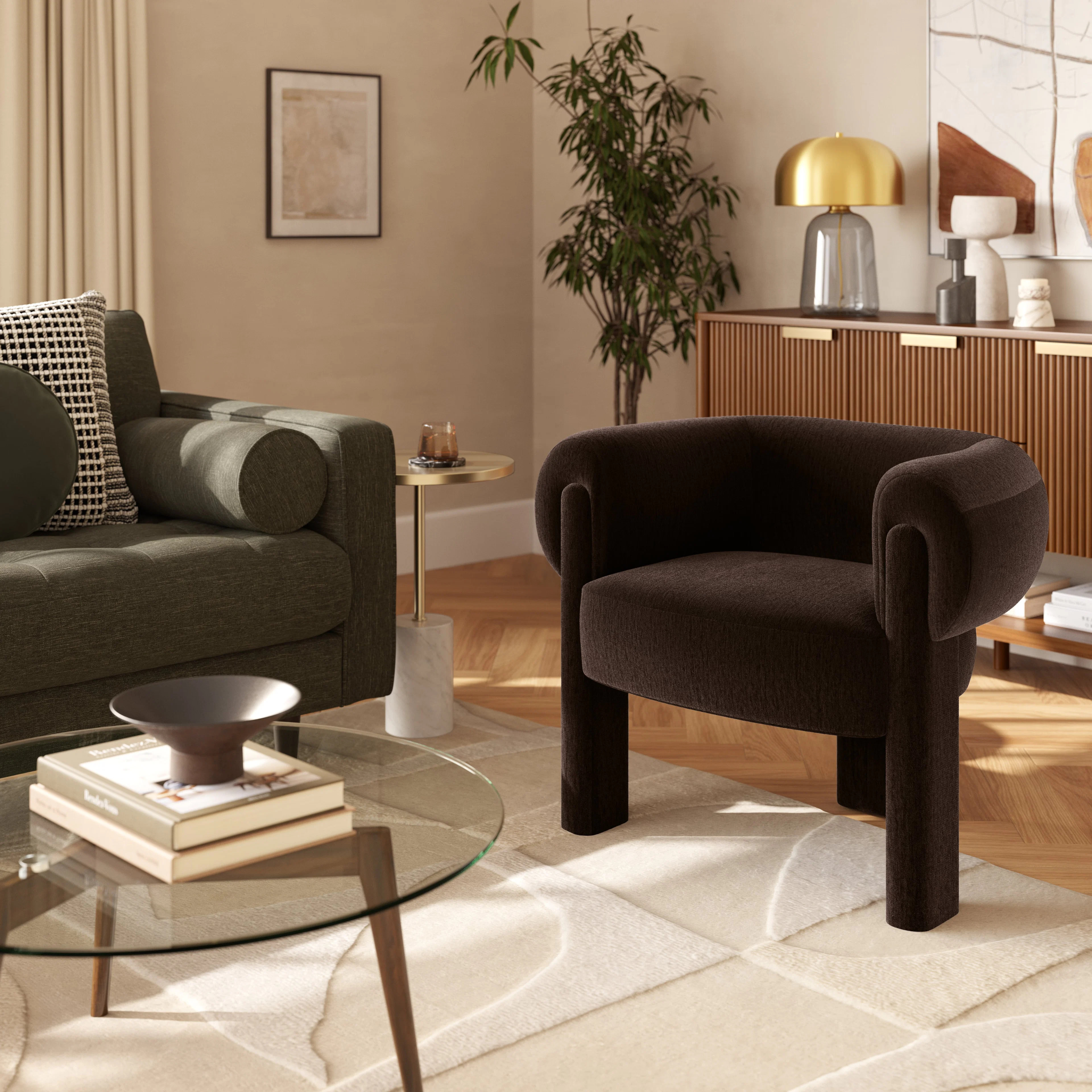 Everse 33.5" Velvet Lounge Chair - Melange Espresso | Article