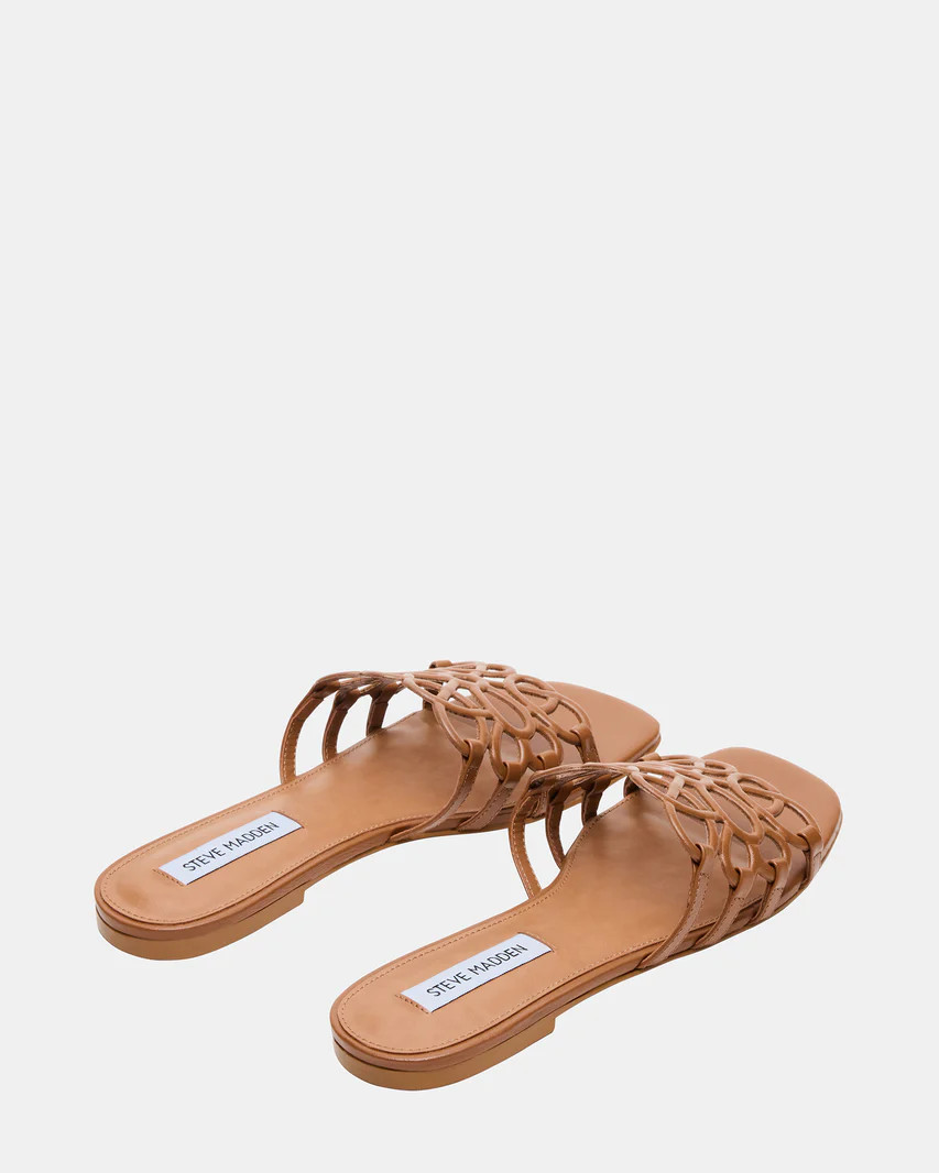 LOTUS Tan Leather Square-Toe Slide Women's Sandal | Steve Madden (US)