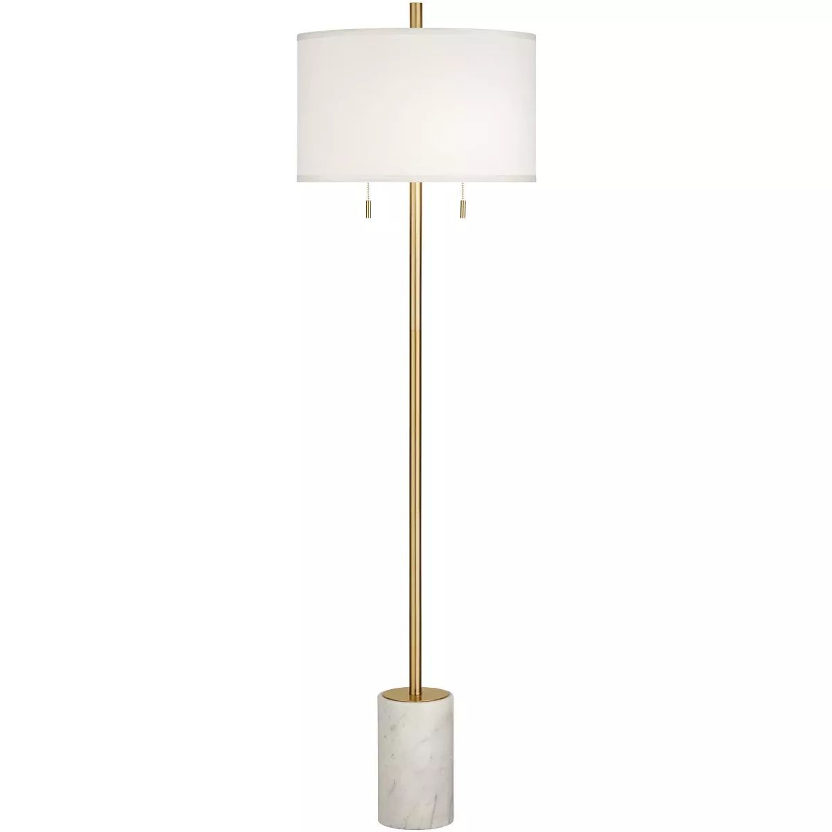 Possini Euro Design Luxe Italian Style Floor Lamp 64" Tall Gold Metal White Linen Drum Shade for ... | Target