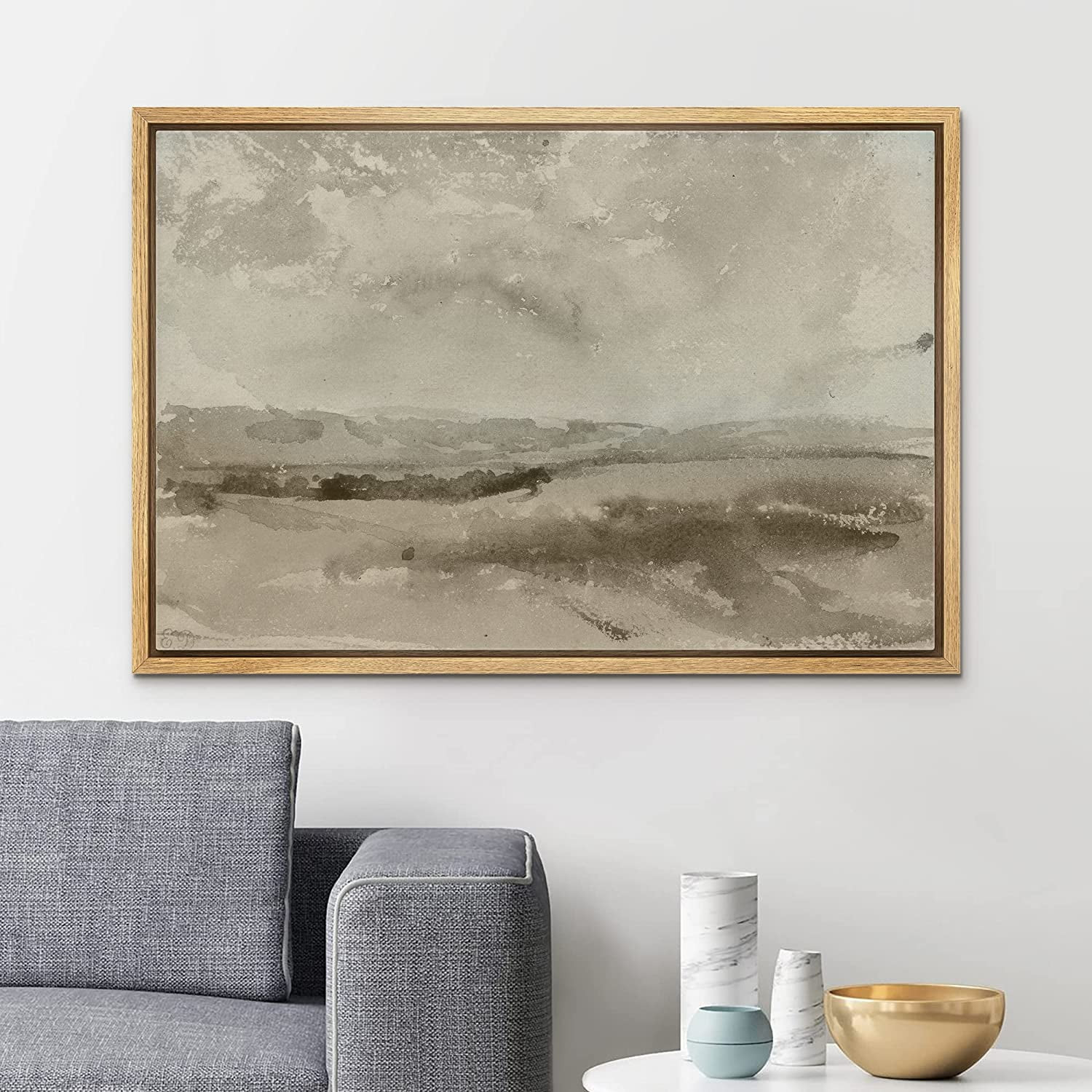 PixonSign Framed Canvas Print Wall Art Pastel Brown Mountain Valley Landscape Nature Wilderness I... | Walmart (US)