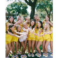 White & Yellow Linen Pajamas, Bridal Party Pajama Set, Wedding Two Piece Natural Bridesmaid Gift, Gift For Her | Etsy (US)