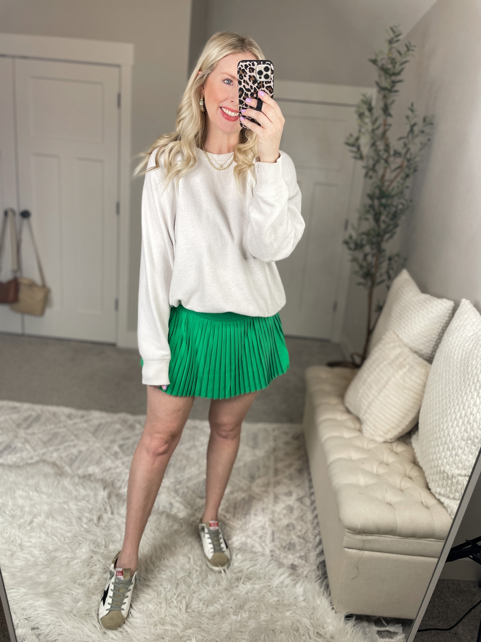 LTK sale outfit, aerie sweatshirt, pleated skirt, skort, activewear outfit 

#LTKSale #LTKsalealert #LTKunder50