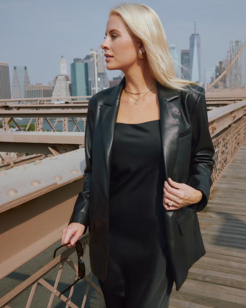 Boyfriend Vegan Leather Blazer | Abercrombie & Fitch (US)