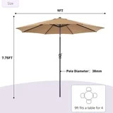Gianna 9FT Outdoor Patio Umbrella Market Table Polyester Fabric Canopy with Push Button Tilt & Cr... | Walmart (US)