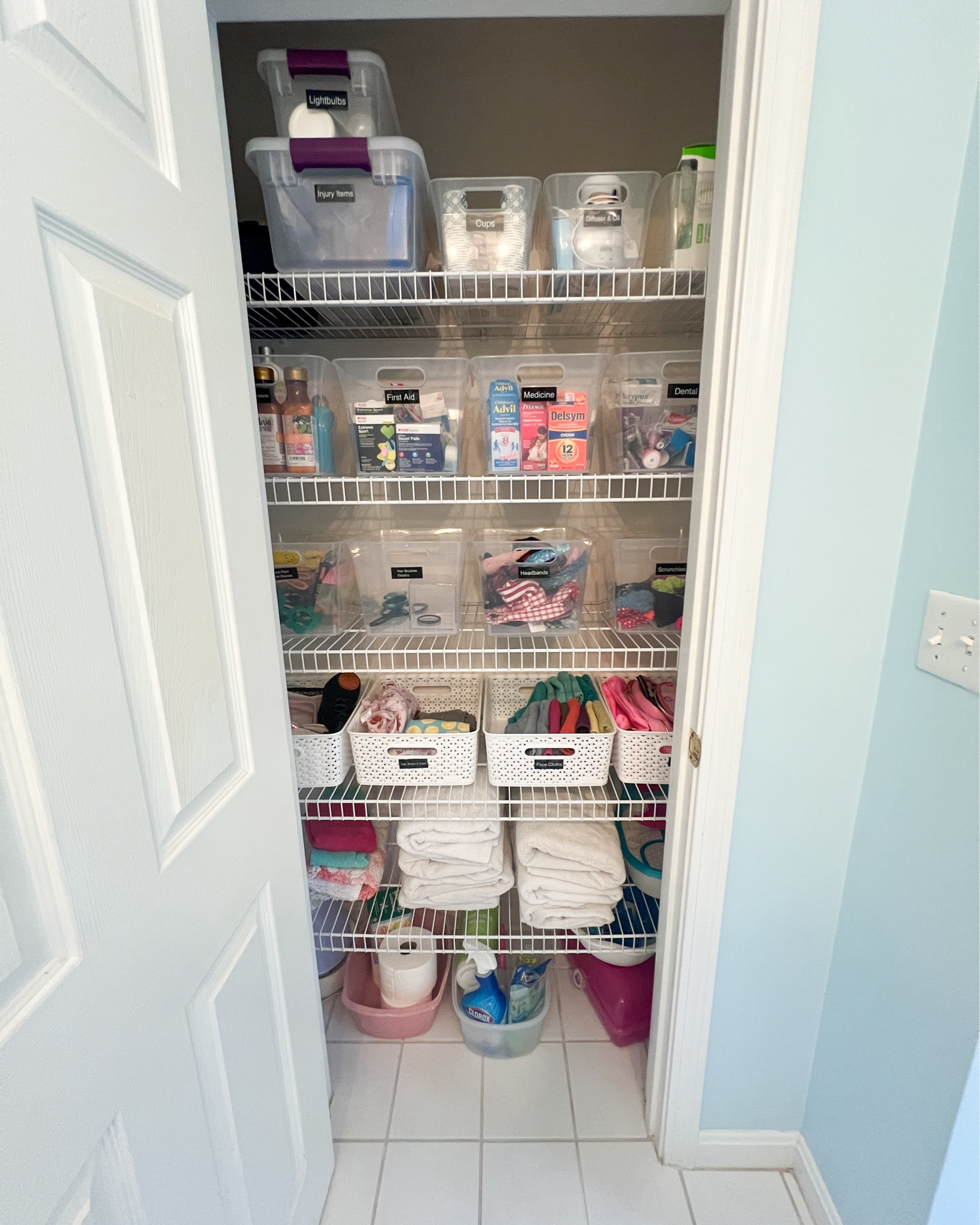 Open bins are perfect for bathroom closets to make it easy to find and go. Here are a few affordable solutions that we used in this kids bathroom.

#LTKHome #LTKFindsUnder50