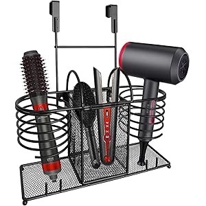Sunlit 3 in 1 Wall Mount/Countertop/Over Cabinet Door Metal Wire Hair Product & Styling Tool Organiz | Amazon (US)