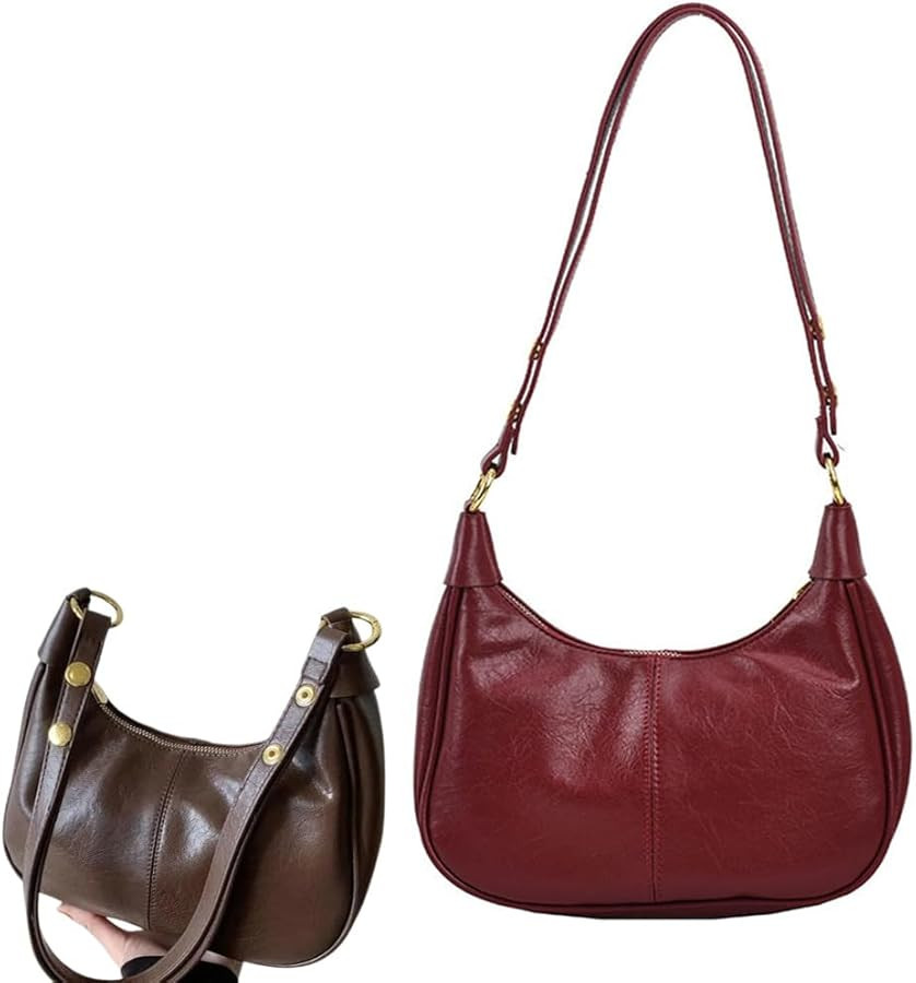 Women's Summer 2024 Designer Simple Solid Color Zipper Shoulder Purse Bag, Elegant Crescent Under... | Amazon (US)