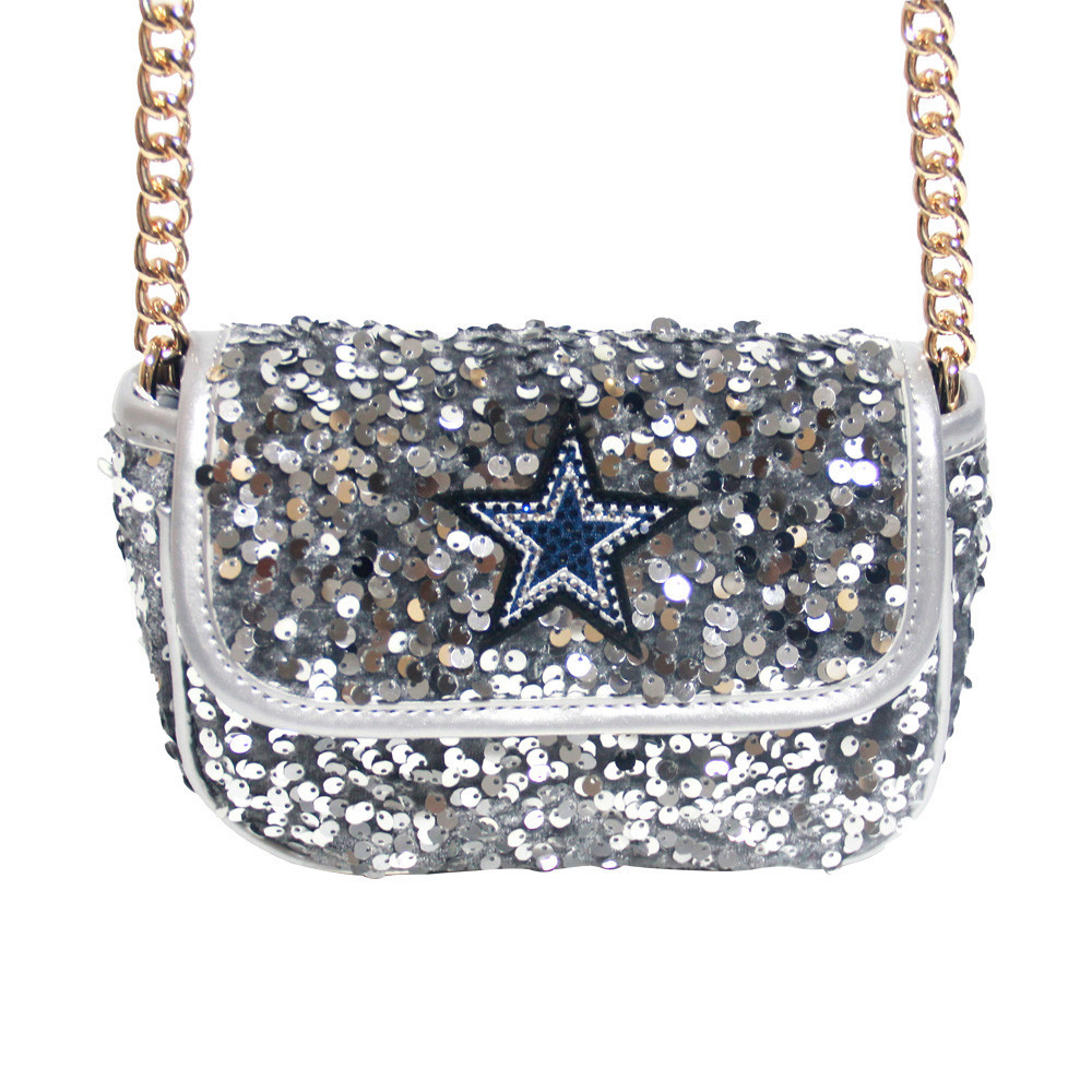 Women's Cuce Silver Dallas Cowboys Sequin Crossbody Bag | Fanatics