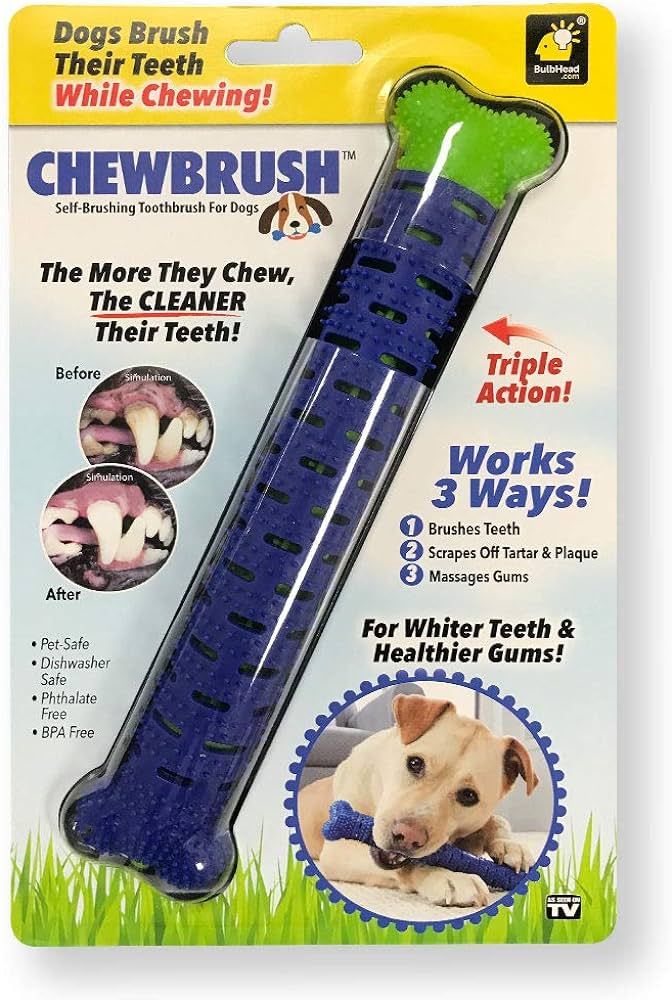 BulbHead Chewbrush Toothbrush Dog Toothbrush and Dog Toy - No Dog Toothpaste Required - Great Dog... | Amazon (US)