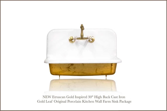 NEW Etruscan Gold Inspired 30 High Back Cast Iron Gold Leaf - Etsy | Etsy (US)