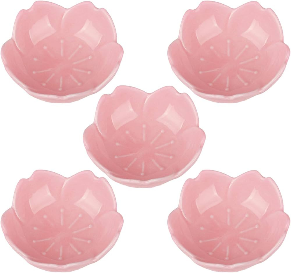 WHJY Pink Cherry Blossom Dish Set, Cute Pink Ceramic Plates, Sauce/Seasoning Dish, Sushi Dishes, ... | Amazon (US)