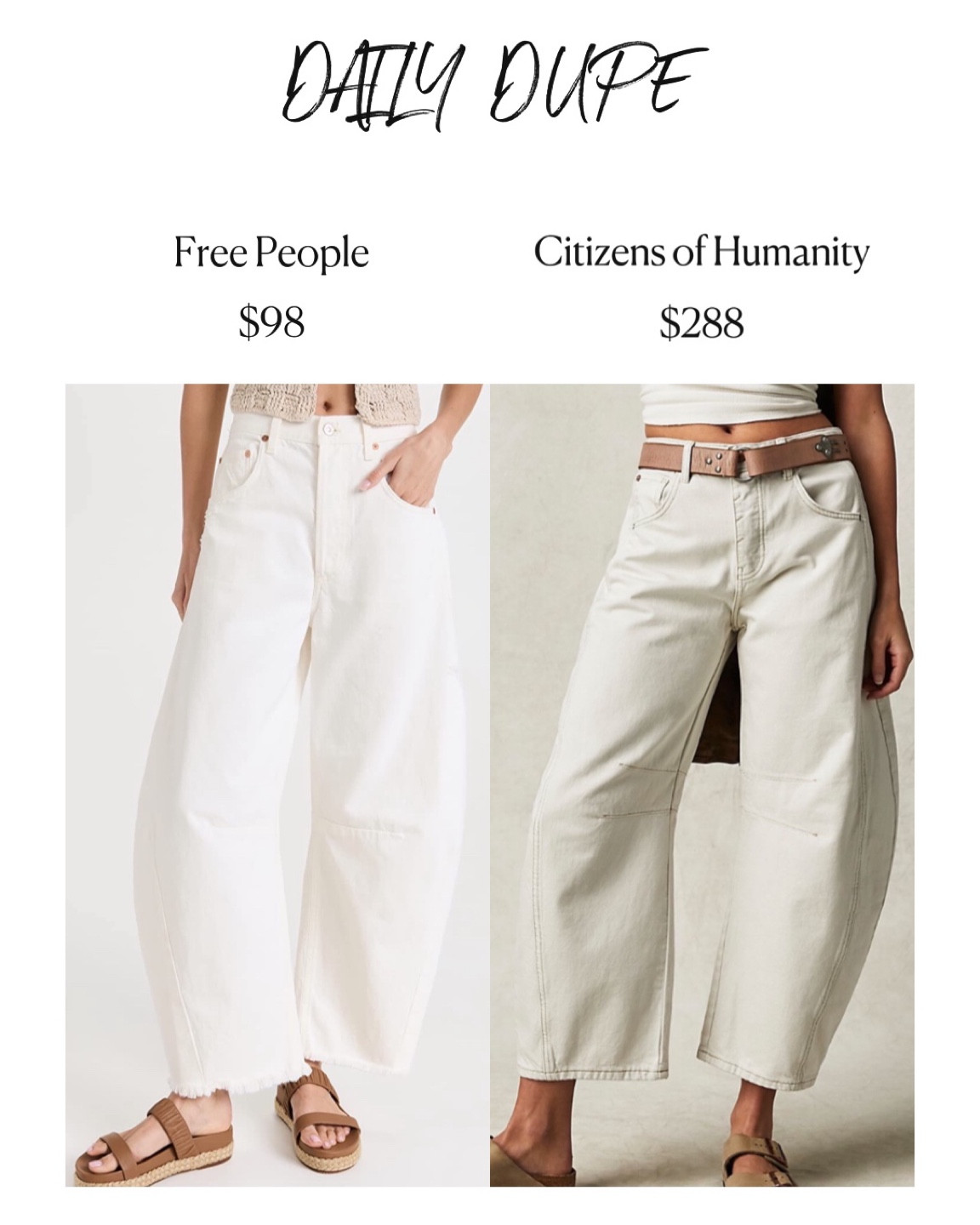 Daily Dupe! Get springs hottest denim for less!

#LTKcurves #LTKunder100 #LTKsalealert