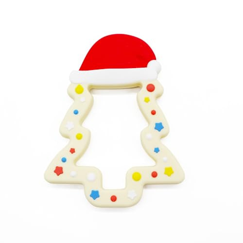 Baby Teething Toys, Silicone Teether for Babies, Soothing Teething Pain Relief, Baby Teethers Chew Toys Christmas Toys Toddlers Gift (Christmas Tree-Beige) | Amazon (US)
