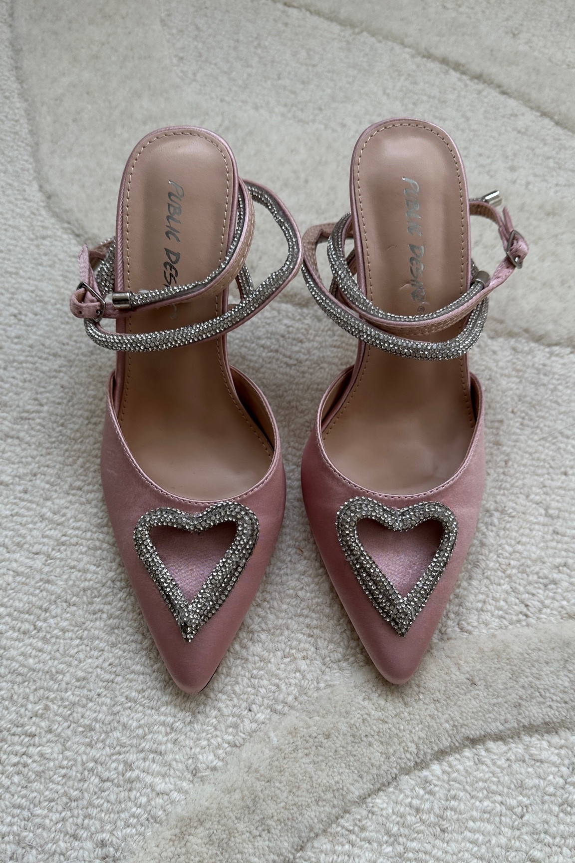 Hearts for heart season 💗
Asos Public Desire Heart shoes | Pink satin shoes | Pastel | Diamante heels | Mach & Mach dupes | Designer dupe | Valentine’s Day outfit ideas 

#LTKshoecrush #LTKstyletip #LTKGiftGuide