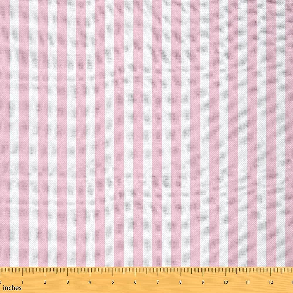 Erosebridal Pink White Stripes Fabric by The Yard Geometric Striped Upholstery Fabric for Chairs ... | Amazon (US)