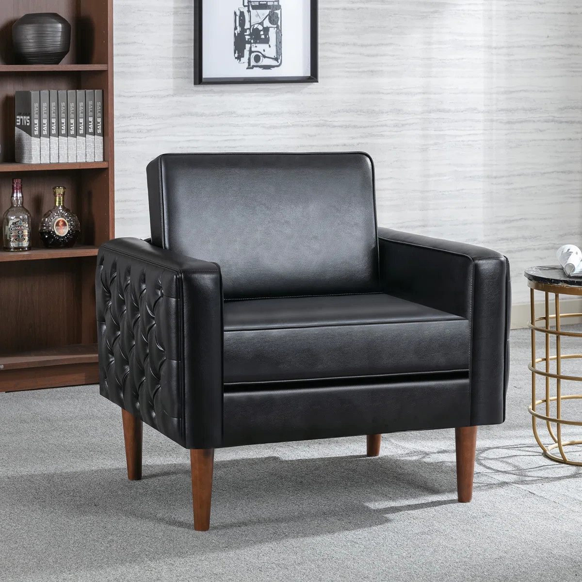 34.25'' Wide Faux Leather Tufted Armchair | Wayfair North America