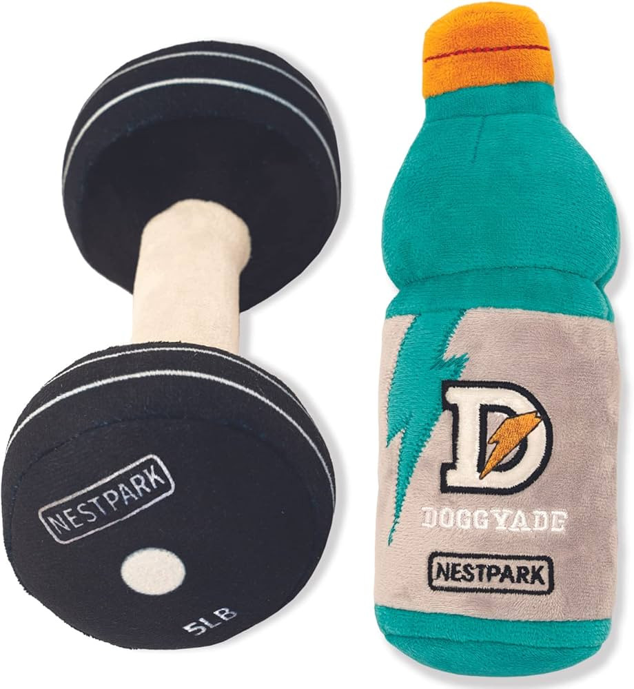 Nestpark Fitness Funny Dog Toys - Doggyade and Doggy Dumbbell Workout Parody Cute Dog Toys - 2 Pa... | Amazon (US)