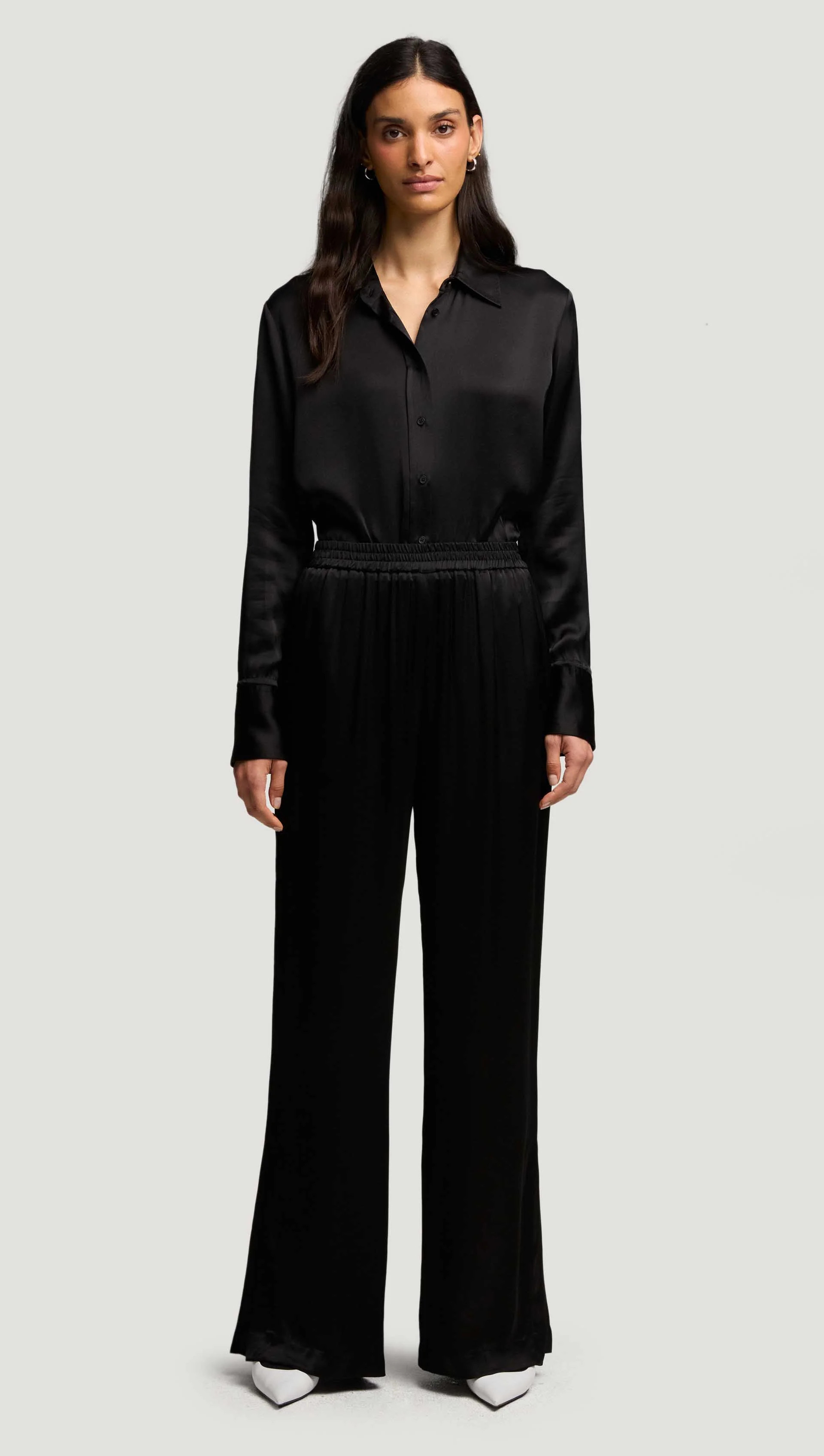 Pull-Up Pant in Viscose Satin | Black XS / Black | Argent