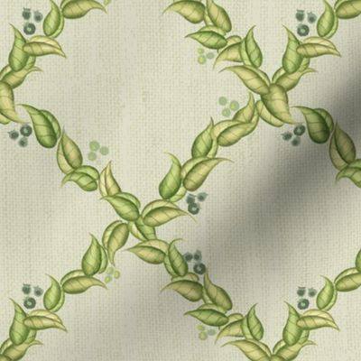 Chinoiserie Trellis in Garden Party Green (faux grasscloth) | Spoonflower