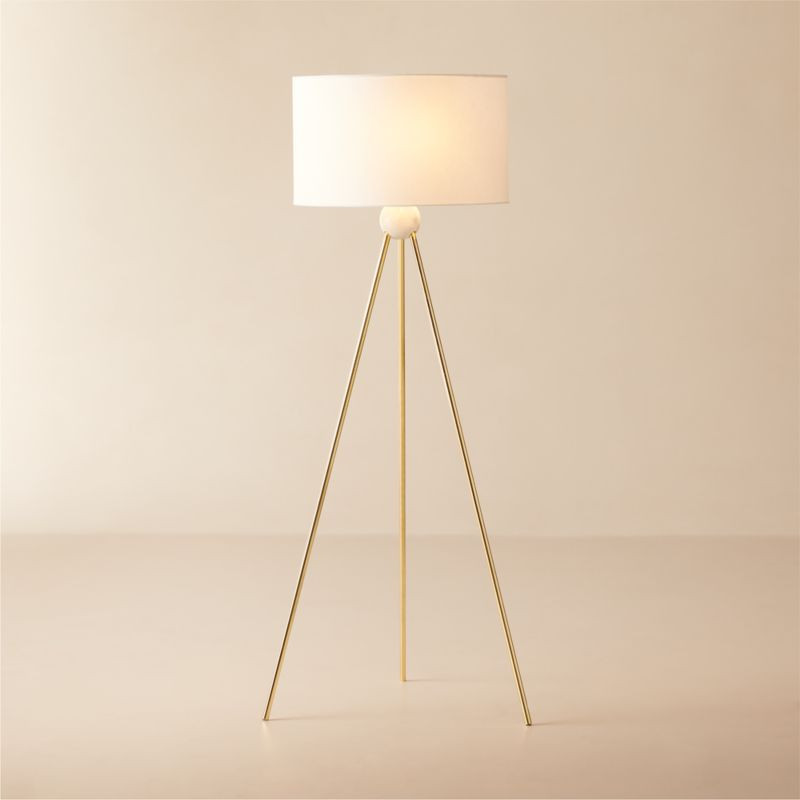 Reeza Tripod Brass and Marble Floor Lamp | CB2 | CB2