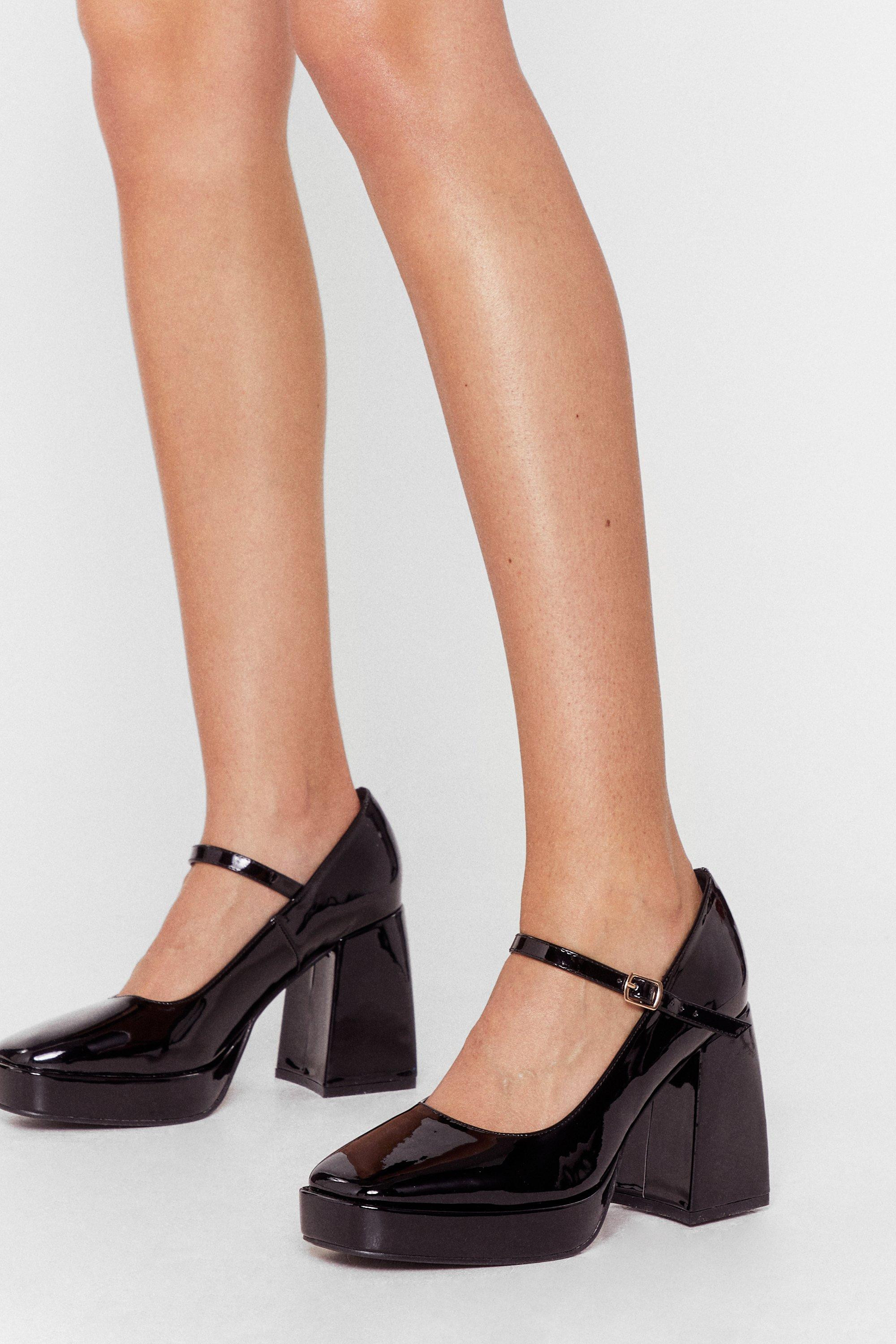 Patent Faux Leather Flare Heel Mary Jane Shoes | Nasty Gal UK (+IE)