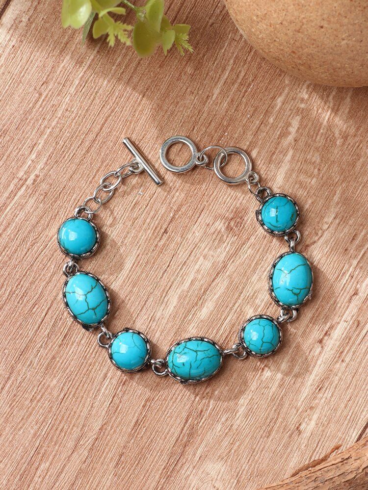 EMERY ROSE Turquoise Decor Bracelet | SHEIN