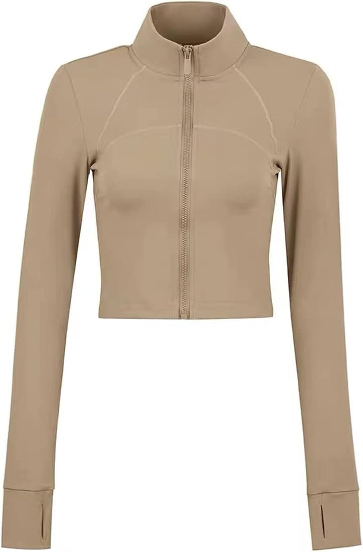 Vsaiddt Cropped Zip Up Workout Jackets for Women Crop Athletic Jacket | Amazon (US)