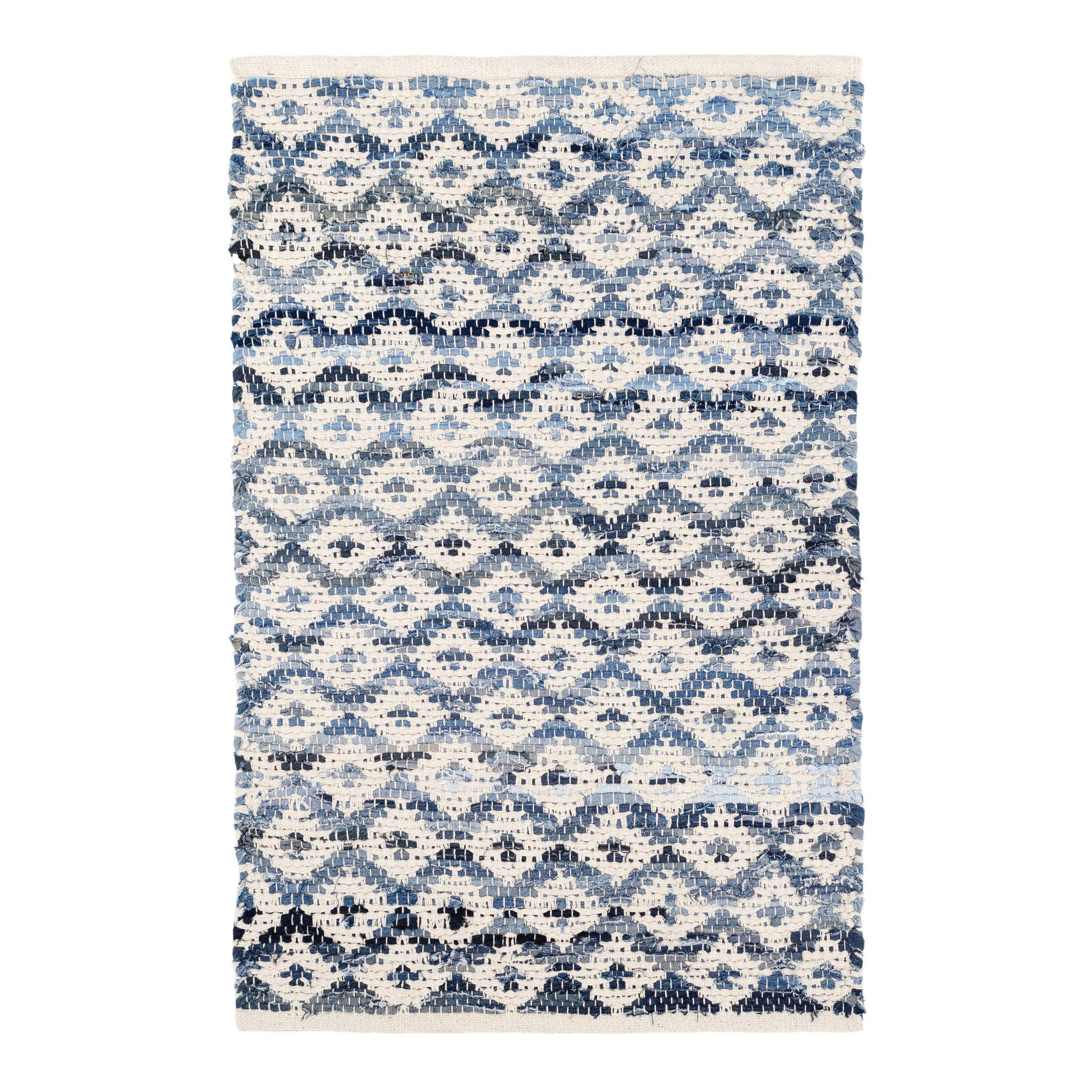 Denim Rag Diamond Handwoven Cotton Rug | Ivory | Annie Selke