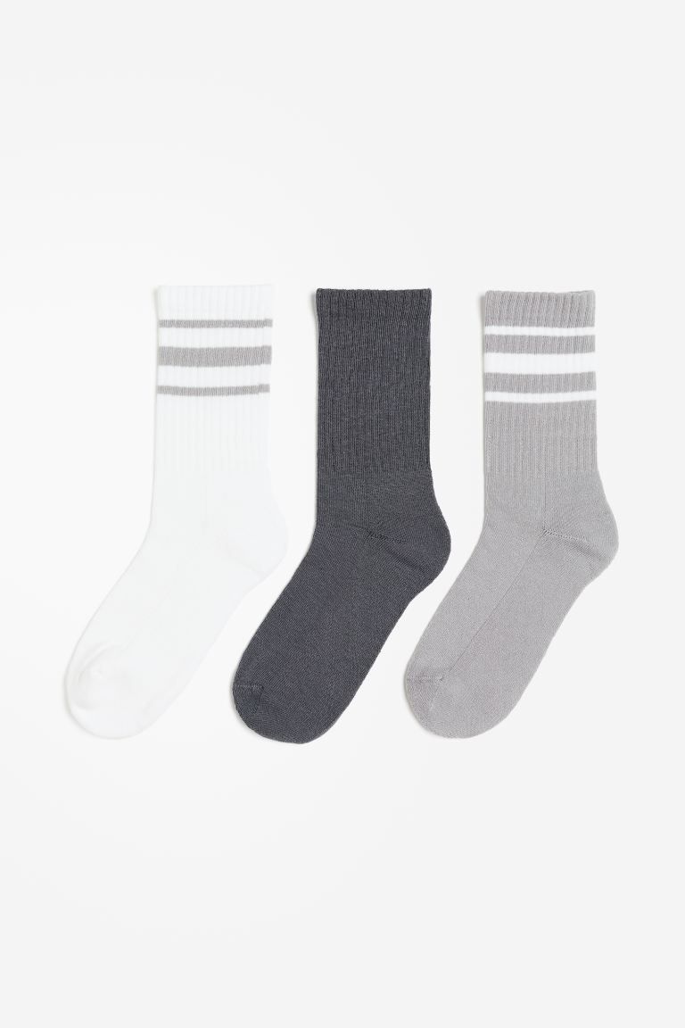 3-pack Socks - Light gray/striped - Ladies | H&M US | H&M (US + CA)