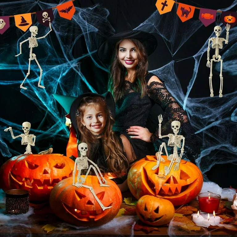 5 Pack Halloween Skeleton Decorations,15.7" Skeletons Hanging Decor with Movable Joints, Mini Pla... | Walmart (US)